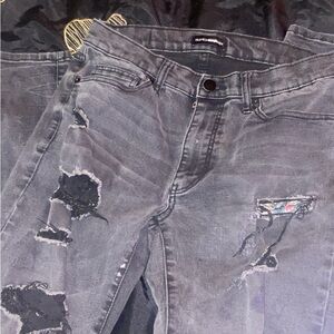 Fashion Nova Men’s Washed Black Distressed Skinny Jeans